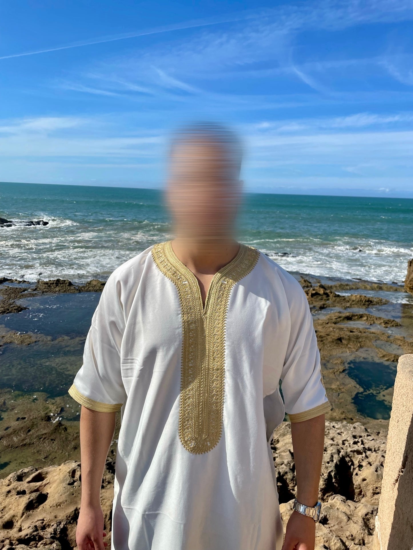 Herren Abaya in weiß gold