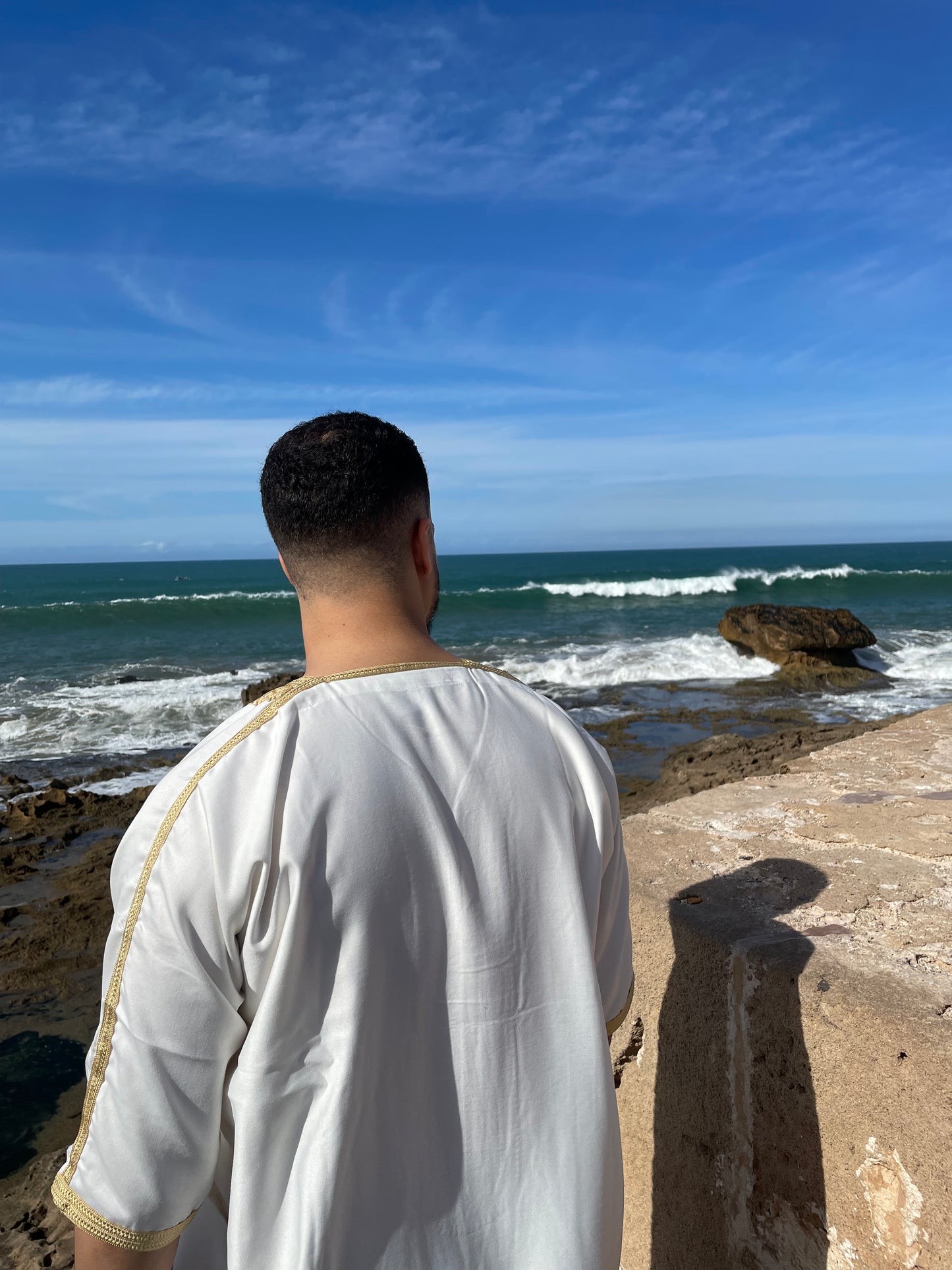 Herren Abaya in weiß gold